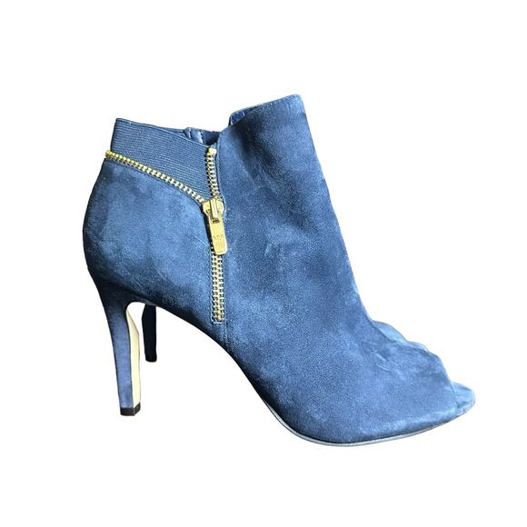 Marc Fisher Women's Blue Suede Serenity Peep Toe zip ankle wide width shoes 8W - Picture 13 of 13